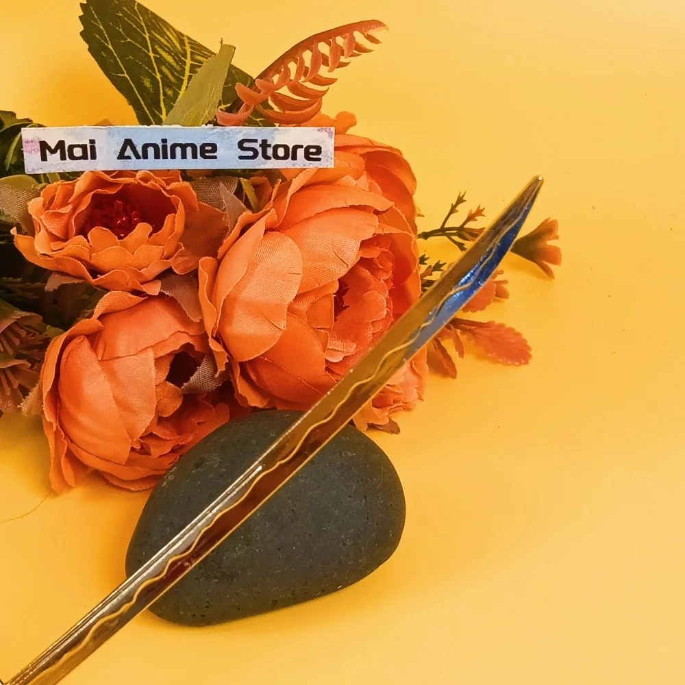 6in معدن رورونوا زورو كاتانا الحجم الحقيقي كاتانا أنيمي زورو نينجا سكين الأصلي الساموراي صابر وهمية السيف الصلب لعبة غير حادة هدية #6