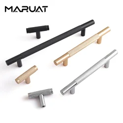 MARUAT Knurled Cabinet Pulls Cupboard Kitchen Hardware Aluminum Alloy Handles for Gold Wardrobe Pulls T Bar Drawer Closet Handle