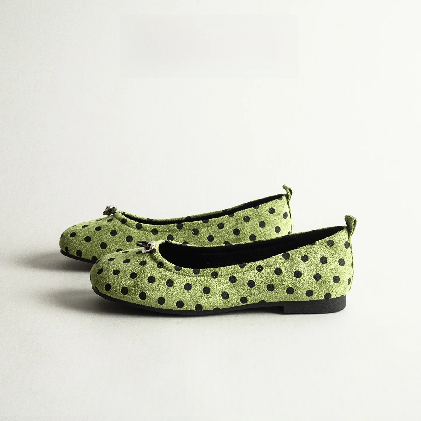 

Retro Polka Dot Flat Bottom Ballet Slip on Women's Shoes Versatile Casual Skirt Mary Janes round Toe Rubber Outsole Spring