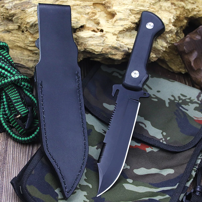 Outdoor camping tactics High hardness stainless steel small straight knife wilderness survival adventure self-defense knife