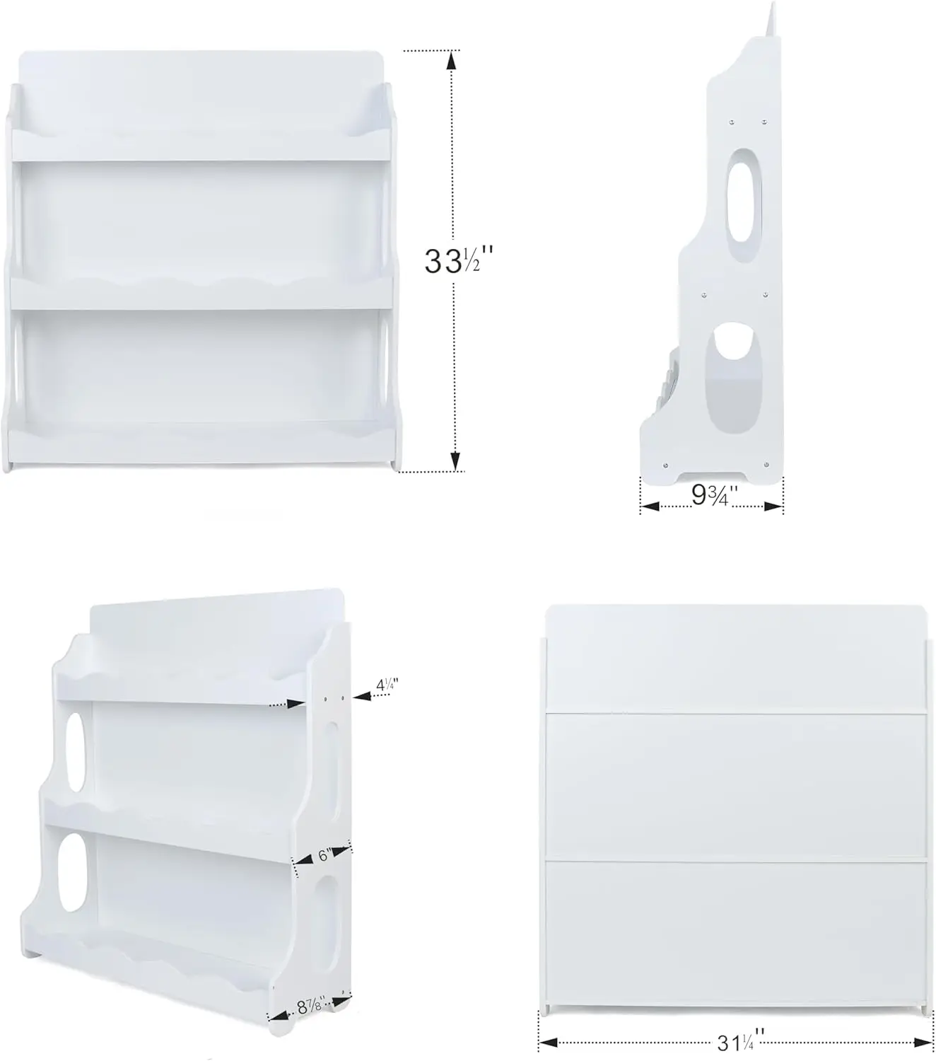 رف كتب خشبي من مونتيسوري، تصميم هولندي، 3 طبقات صدفي، سنوفال وايت #2