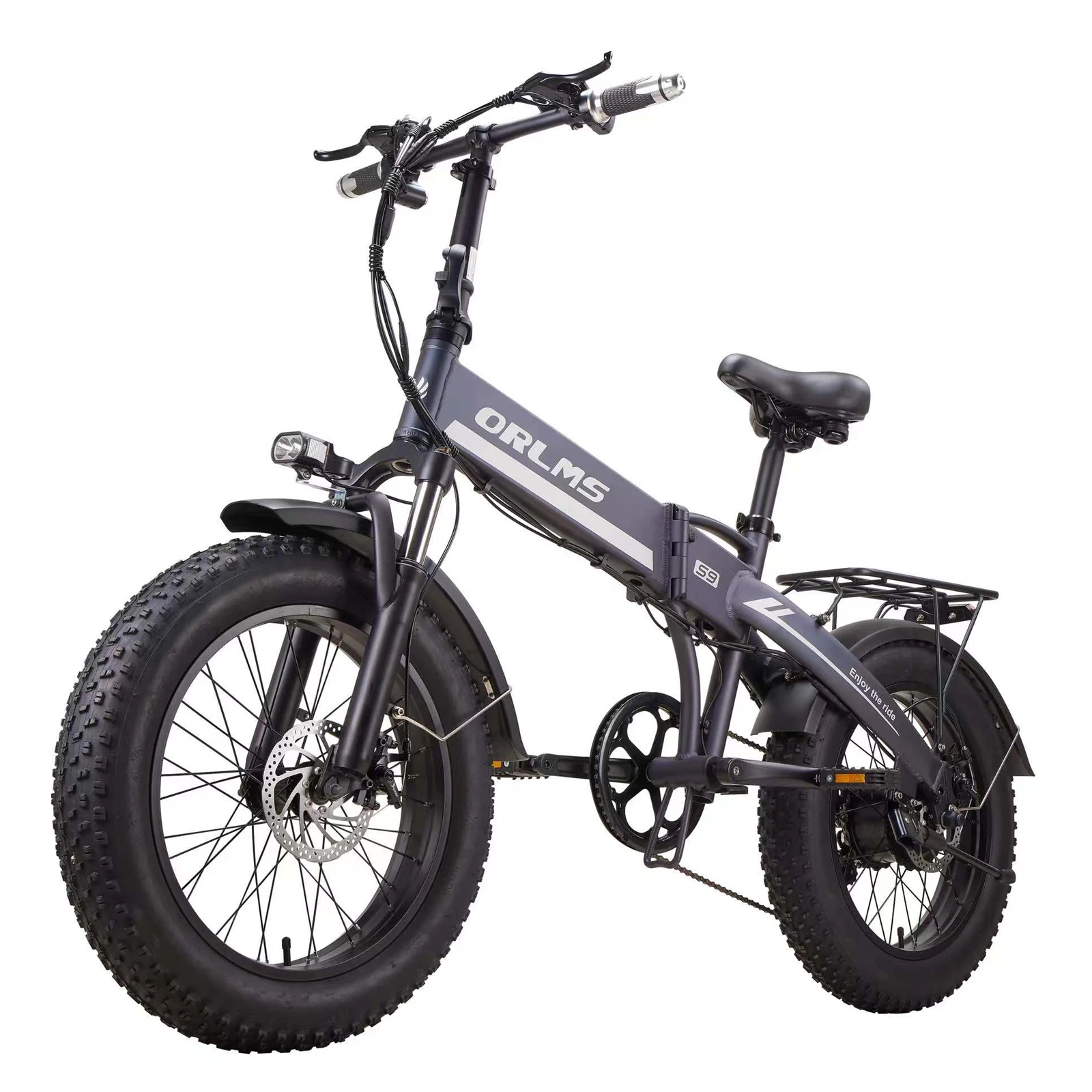 ORLMS S9F E-bike met krachtige motor, 48V13AH uitneembare accu, verende voorvork, 7 versnellingen, opvouwbare elektrische fiets, 20 inch banden, off-road elektrische fiets