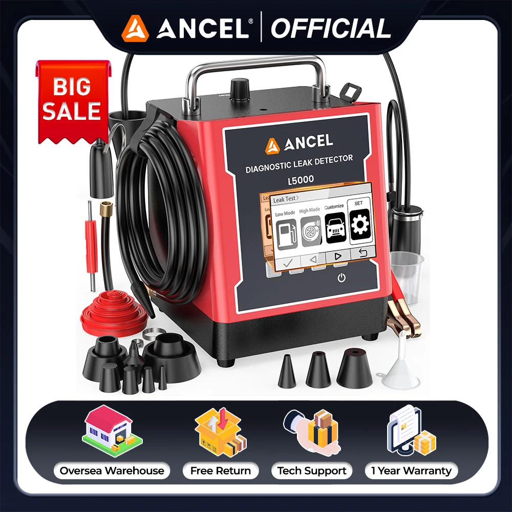 

ANCEL L5000 Car Smoke Leak Detector Automotive Smoke Machine with Built-in Air Pump LCD Screen for EVAP Turbo Diagnostic Tool
