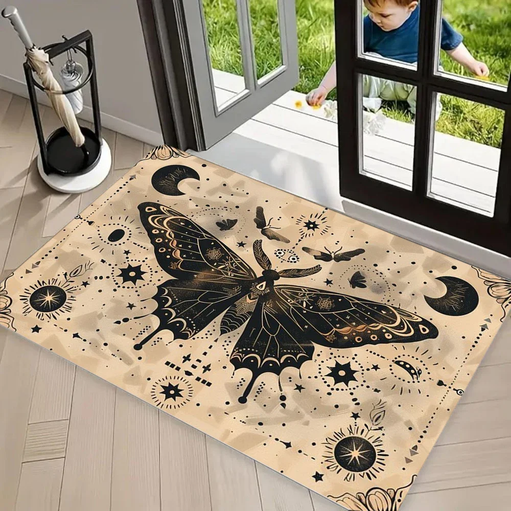 Mystical Moth Carpet Vintage Pattern Mat Enchanting Area Rug for Living Room Bedroom Home Decoration Welcome Mat Floor Mat