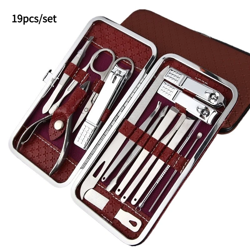 

Набор для маникюра и педикюра из 19 предметов: кусачки для ногтей из нержавеющей стали, набор для стрижки ногтей на ногах, для дома, работы, подарков, салонов