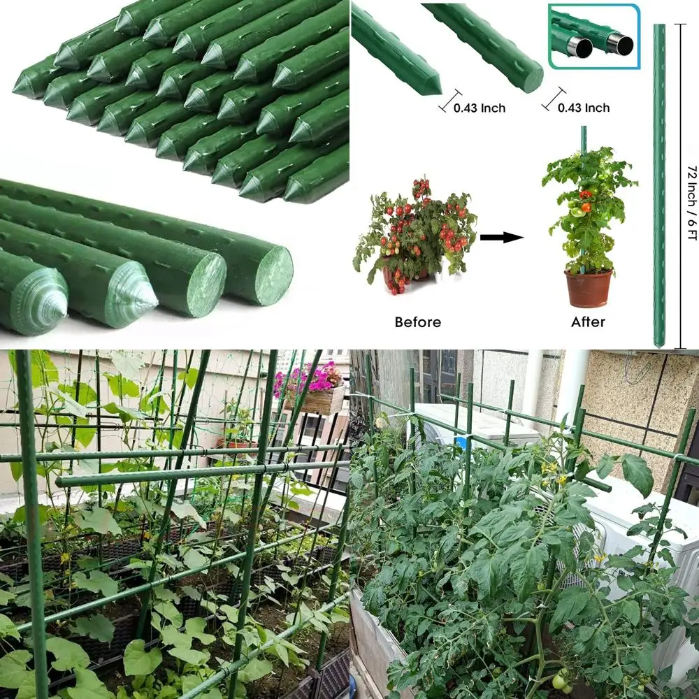 

72-Inch Plant Stakes Supports for Garden Cucumbers, Tomatoes, Strawberries, and Beans - 25 Pack Long-lasting Potted Plant Suppor