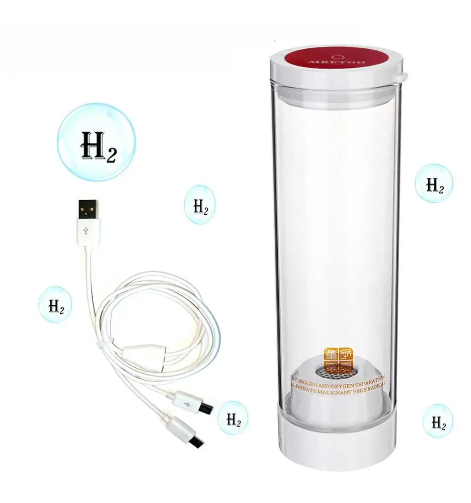 Portable Wireless Touch Control H2 Hydrogen Water Maker Alkaline Water Glass Bottle Cup 1400-2000PPB