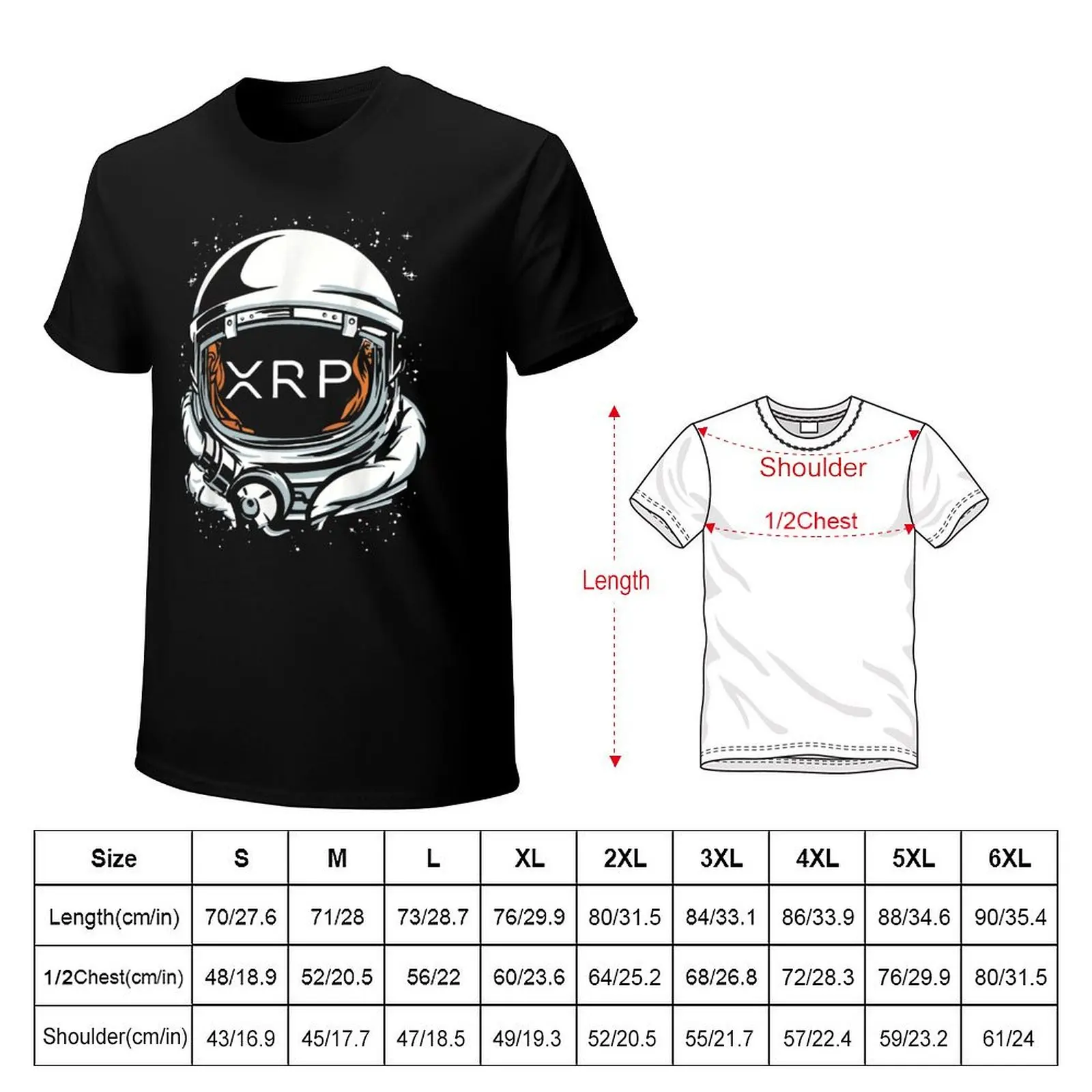 XRP Coin Crypto Currency to the Moon Astronaut T-Shirt Summer Fashion Casual Tee Shirt