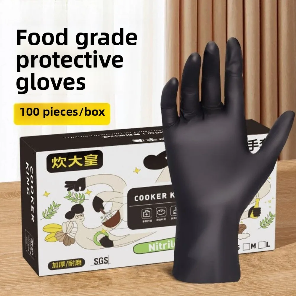 Одноразовые перчатки из ПВХ, черные перчатки из нитриловой резины, пищевые утолщенные кухонные защитные перчатки, guantes moto luva, латекс