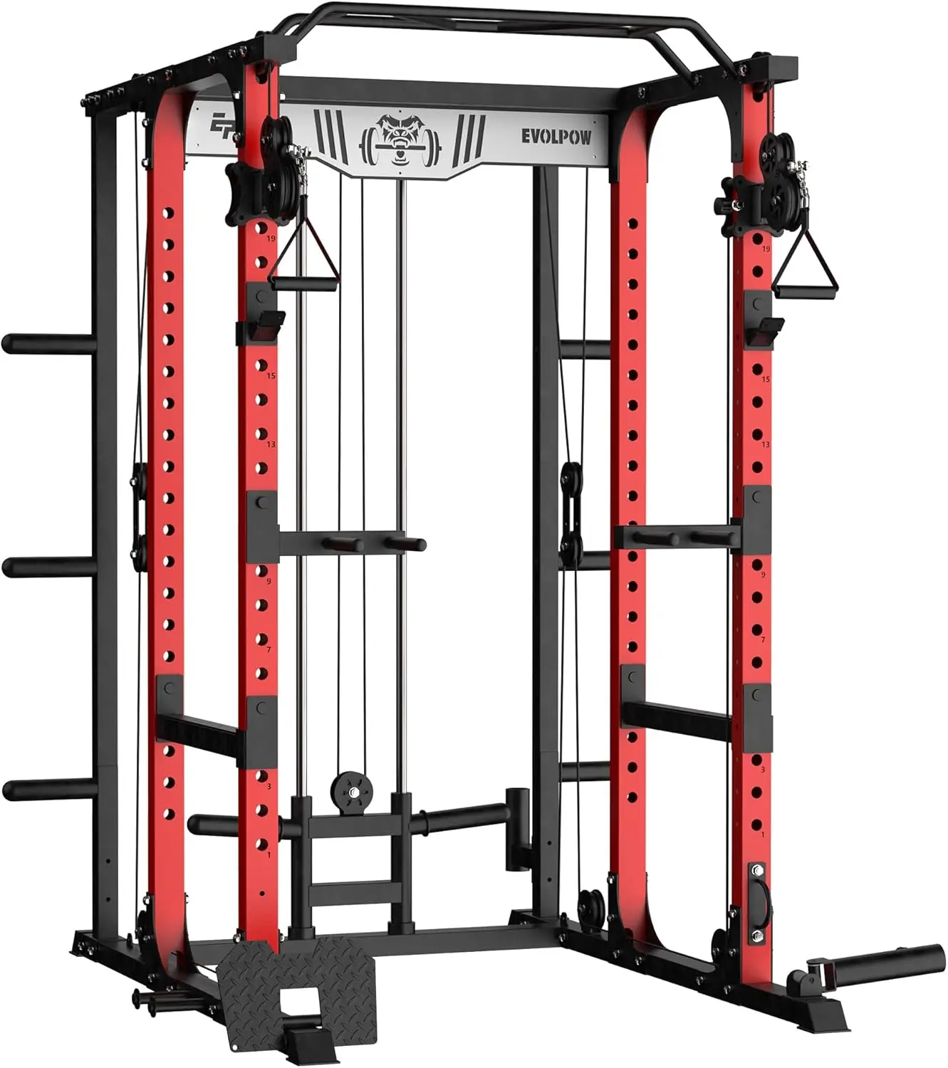 

Cage P3A, 1500LBS Multi-Function Power Rack with Adjustable Cable Crossover System and More Training Attachment, W