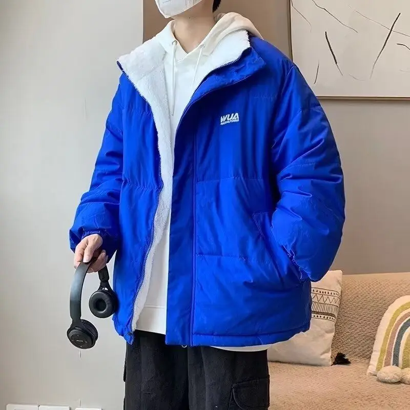 معطف شتوي للرجال من Thiened Fce مبطن بالخبز Jaet من القطن Harajuku Sle بسيط غير رسمي للشباب مناسب