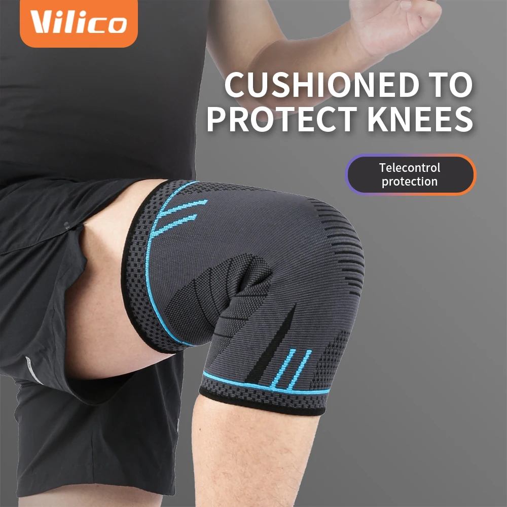 2PCS of VILICO elastic breathable compression knee support sleeves, suitable for basketball, running, cycling, and fitness activ image 2