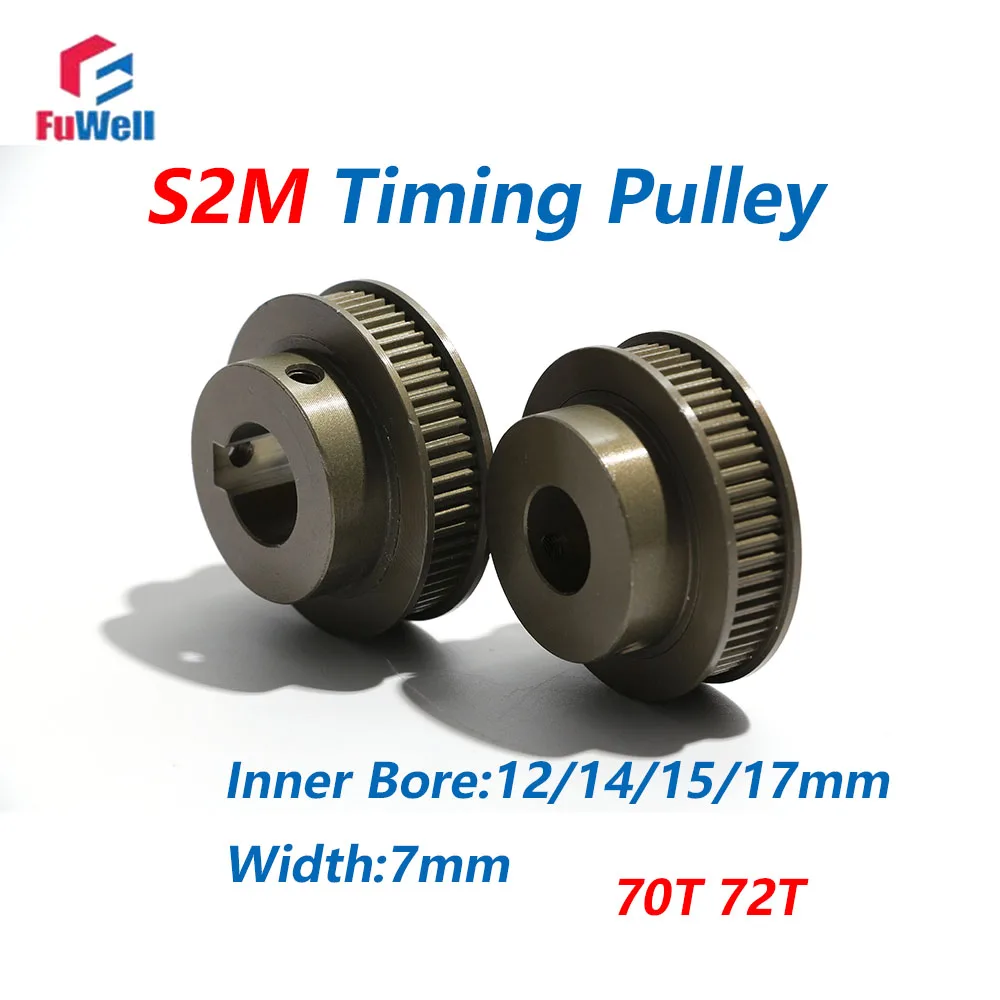 FuWell S2M BF Type 70T 72T Teeth Synchronous Wheel Timing Pulley Bore 7mm keyway 12~17mm for Width 7mm 70/72Teeth Timing Pulley