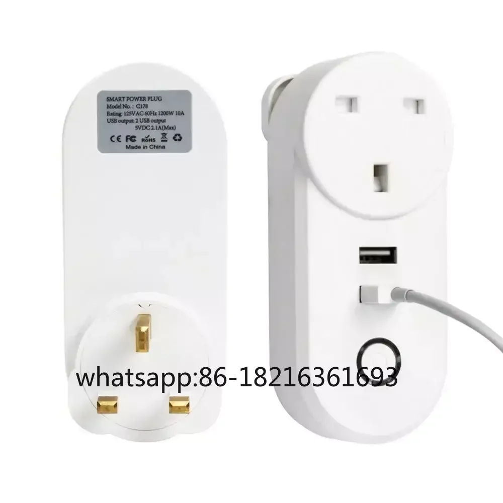 

Интеллектуальная розетка Wi-Fi, розетка для багажника с поддержкой интеллектуальной розетки Alexa, Wi-Fi, двойной USB-стандарт