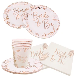 rose gold bride to be paper plates cup napkins bridal shower wedding party decoration Bachelorette Party Disposabble tableware