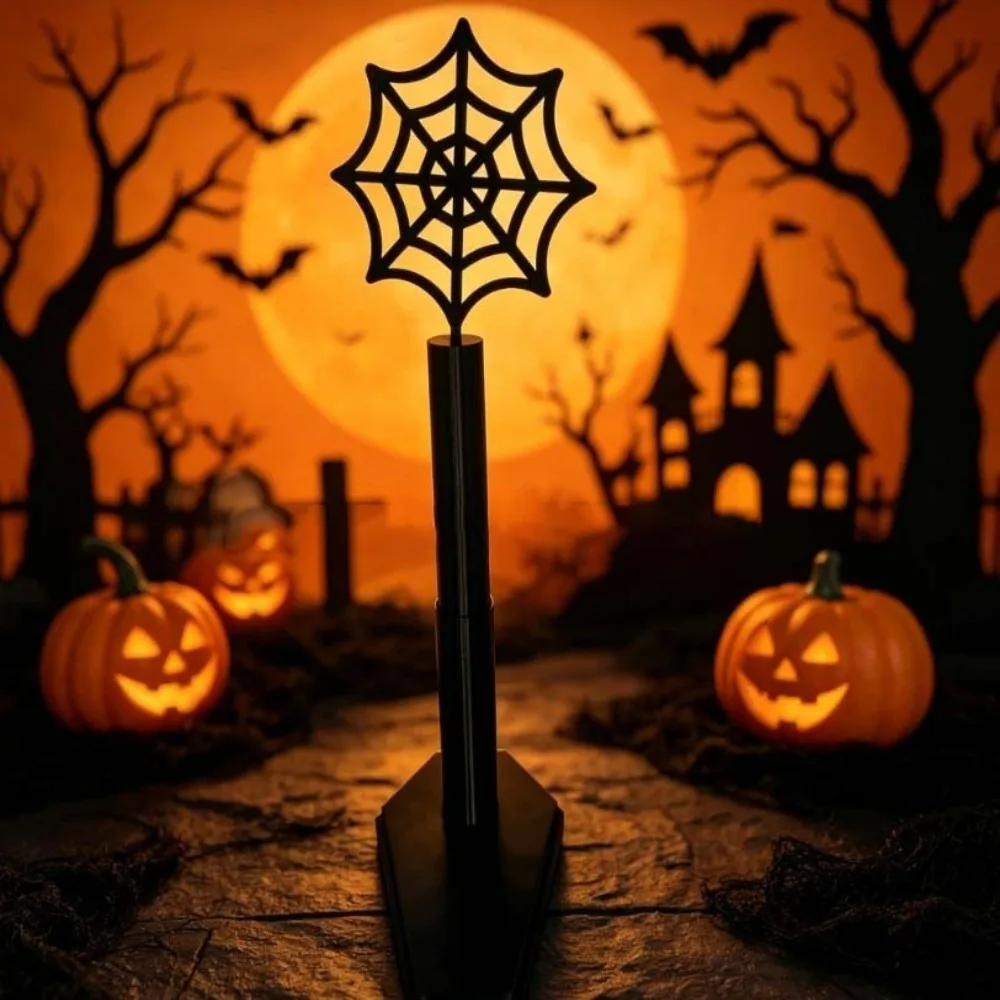 Vertical Halloween Towel Holder Countertop Wooden Spider Web Paper Rack Detachable Lightweight Bat Tissue Stand Goth