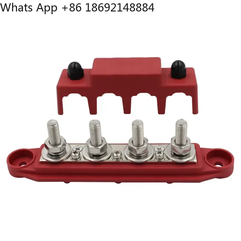 For RV Busbar M8 M10 High Current Wiring Stud Red and Black 4 Stud Power Distribution Block Yacht Busbar