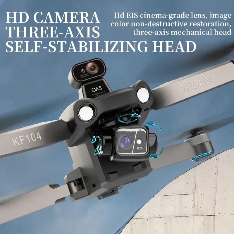 KF104 MAX2 Screen Control Drone 3-Axis Brushless Enhanced Pan Tilt + EIS Electronic stabile HD Camera Laser evitamento ostacoli Dron