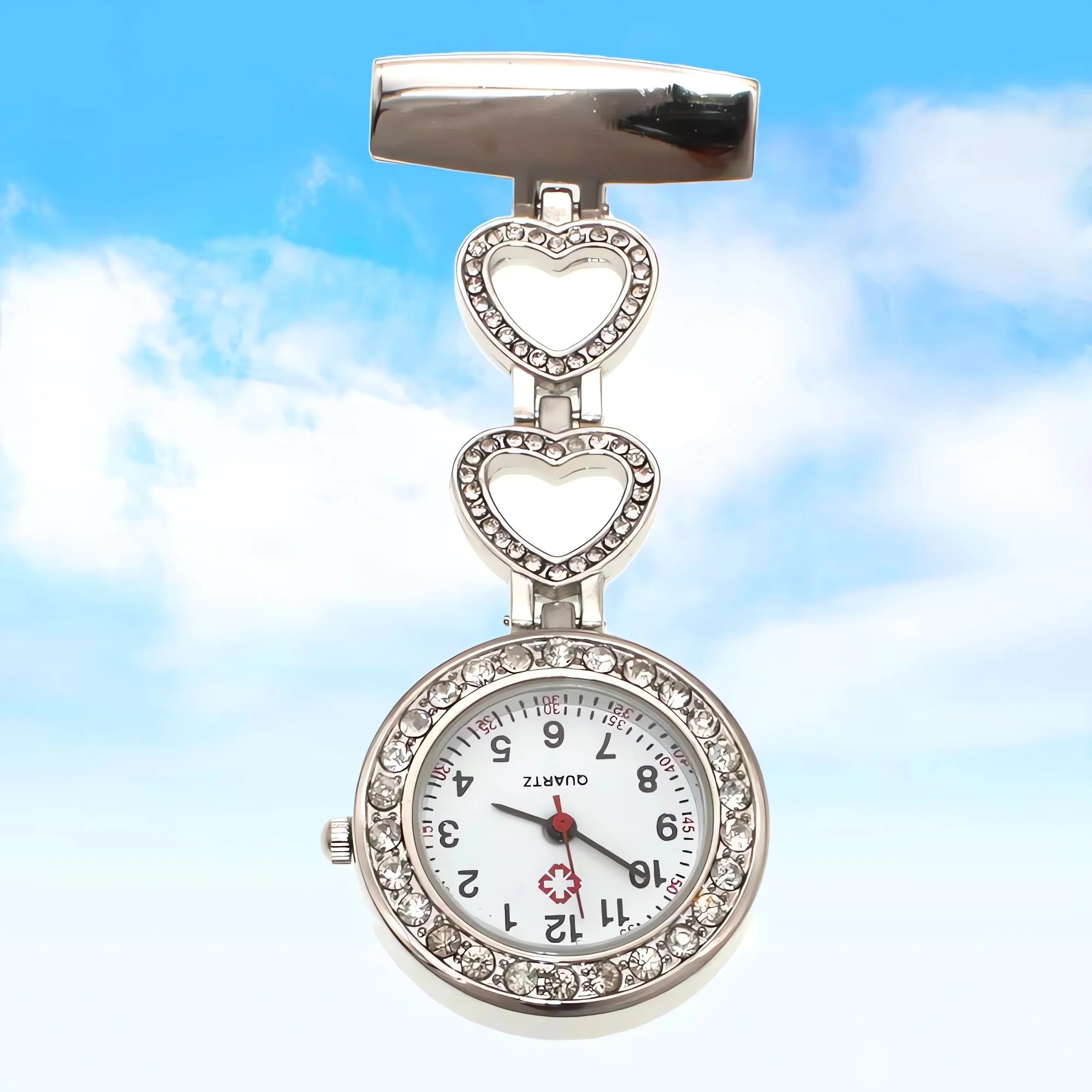 Luxury Stainless Steel Women's Quartz Watch with Crystal Fashionable Timepiece Suitable for Nurse And Doctor Professional Use