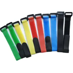 10 Pieces 20x200 mm Mixed Color  Nylon Velcro Self-Locking Cable Ties Hook and Loop Battery Straps