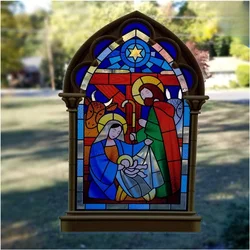Nativity Pattern Window Decals for Living Bedroom Window Sliding Door Decorative Stickers Vinyl Self Adhesive Adhesive Mural