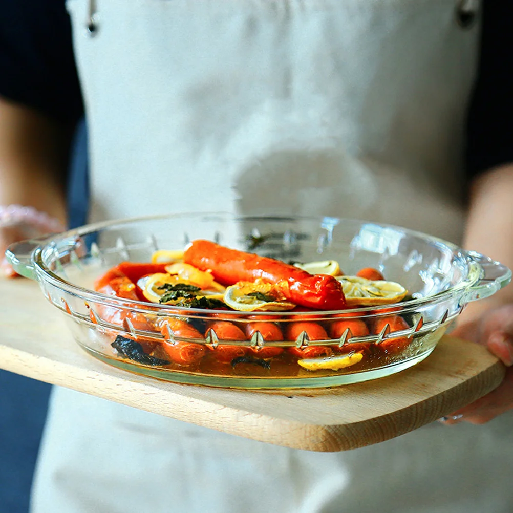 

Glass Pan Serving Plate Baking Dish Steak Tray Bakeware Household Steaming Microwave