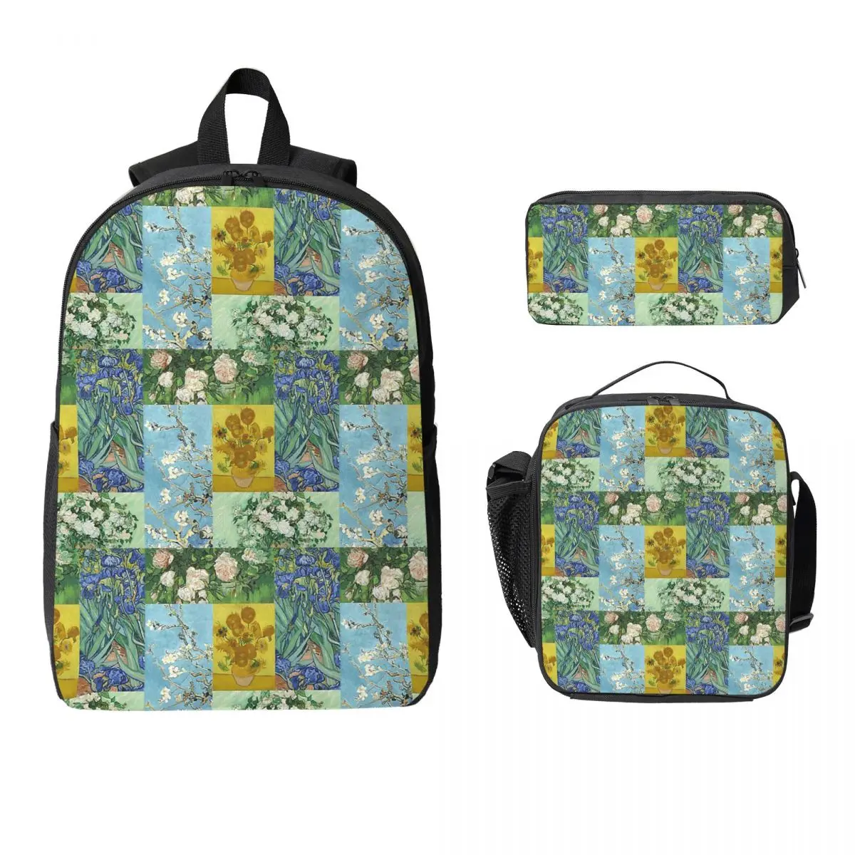 

Vincent Van Gogh Paintings Art Collage Backpack Boys Girls BookBag School Bag Shoulder Bags 3ps Insulated Lunch Bag Pencil Case