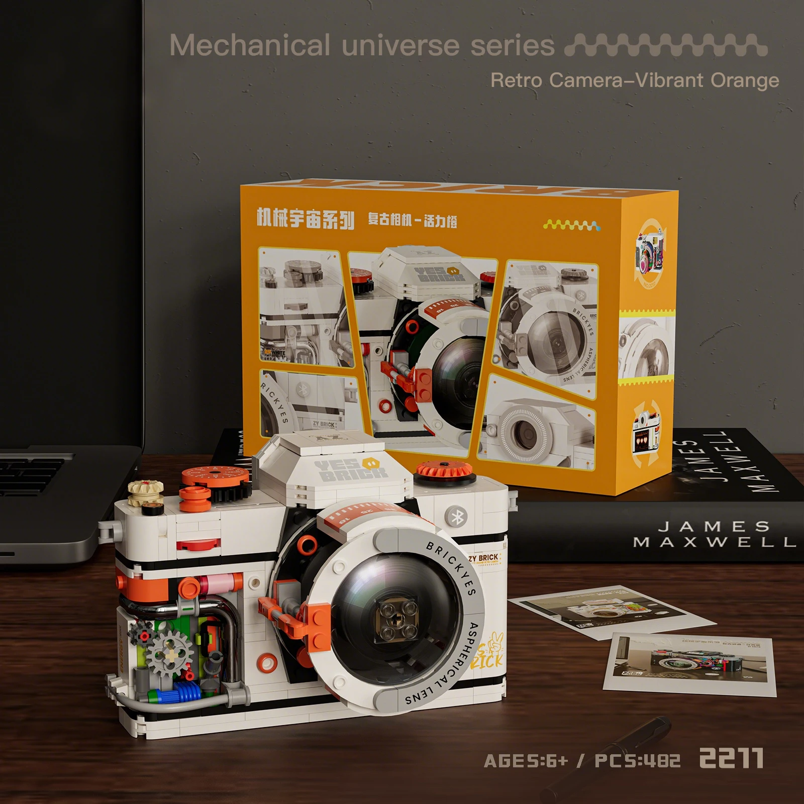 Set di blocchi meccanici per fotocamera retrò, kit modello puzzle 3D fai da te, giocattoli da collezione creativi regalo per adulti e adolescenti