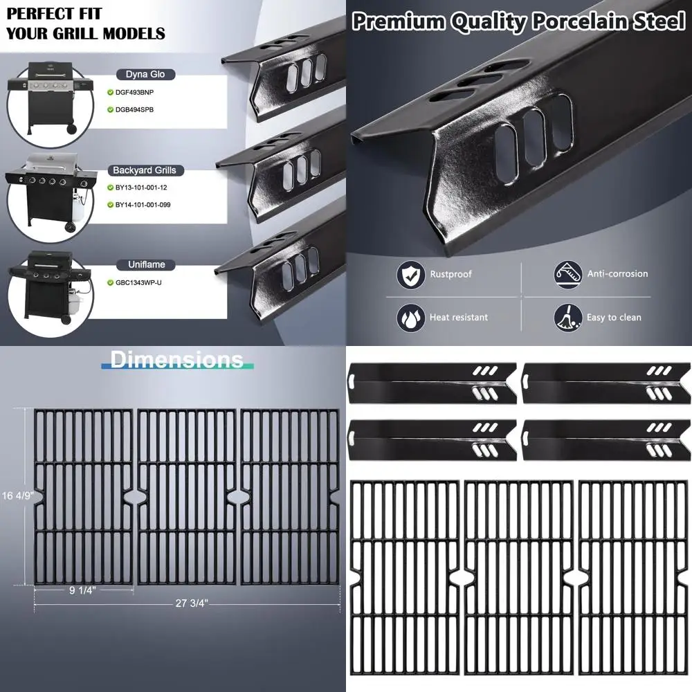 

Dyna Glo DGF493BNP & DGB494SPB BBQ Replacement Parts: Grates, Heat Shields for 4-Burner Grills
