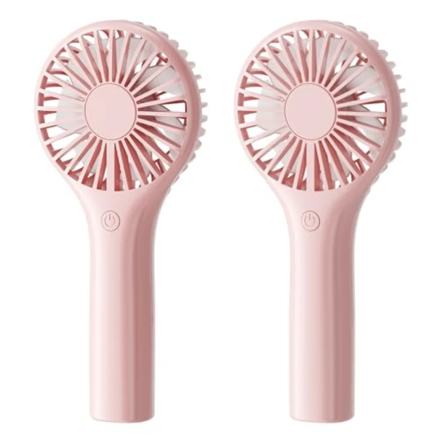 

2 Pack Mini Portable Handheld Fan Pink, 3 Speeds Powerful Personal Battery Hand Held Fan for Travel Trip Outdoor Concerts, Cute