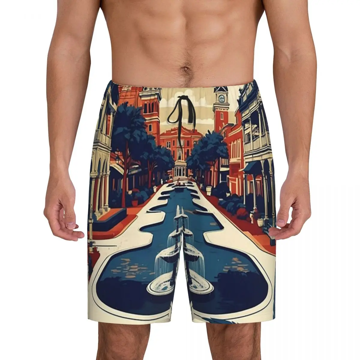 

Мужские винтажные шорты для сна и отдыха Opelika Alabama 1950-х годов, США, для путешествий и туризма, короткие пижамные шорты, нижняя часть пижамы, шорты для сна