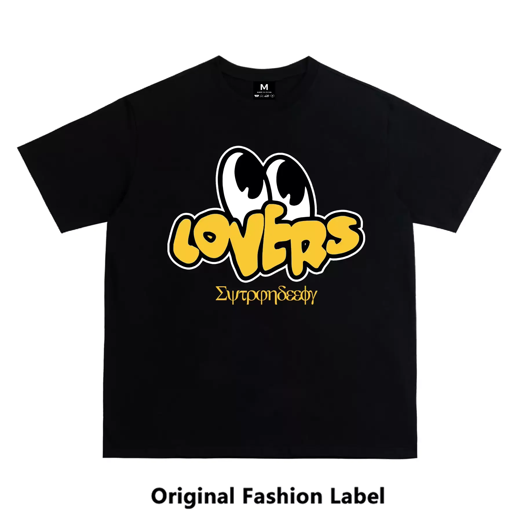 American-style trendy niche design heavyweight pure cotton unisex T-shirt featuring an Lovers eye print.