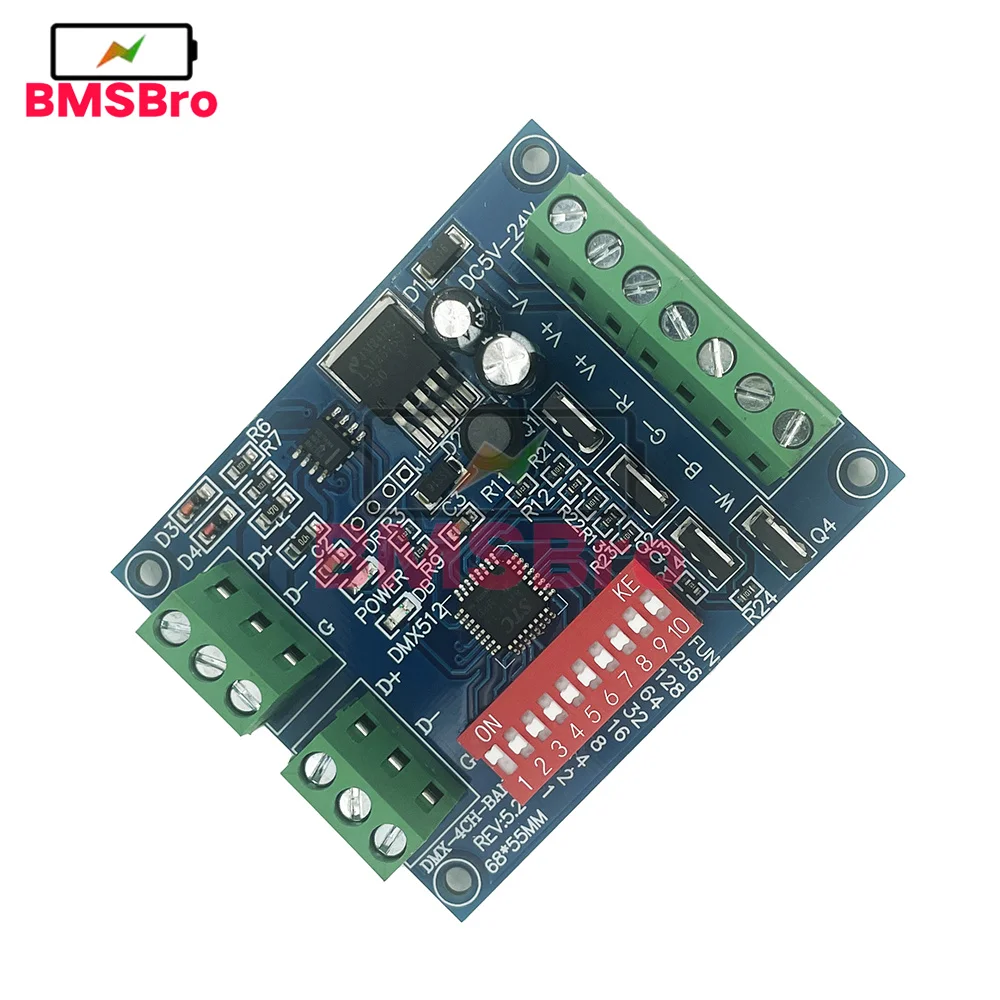 DMX512 4CH 4-channel RGBW simple DMA decoder, dimmer, controller, driver, DC5V-24V LED strip light with module light