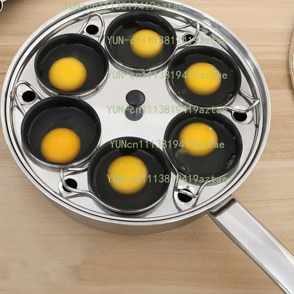 Stainless Steel Egg Poacher Pan, Multi-functional Frying Pan for Breakfast, Steamed Egg Cooker Compatible with Induction Cooktop