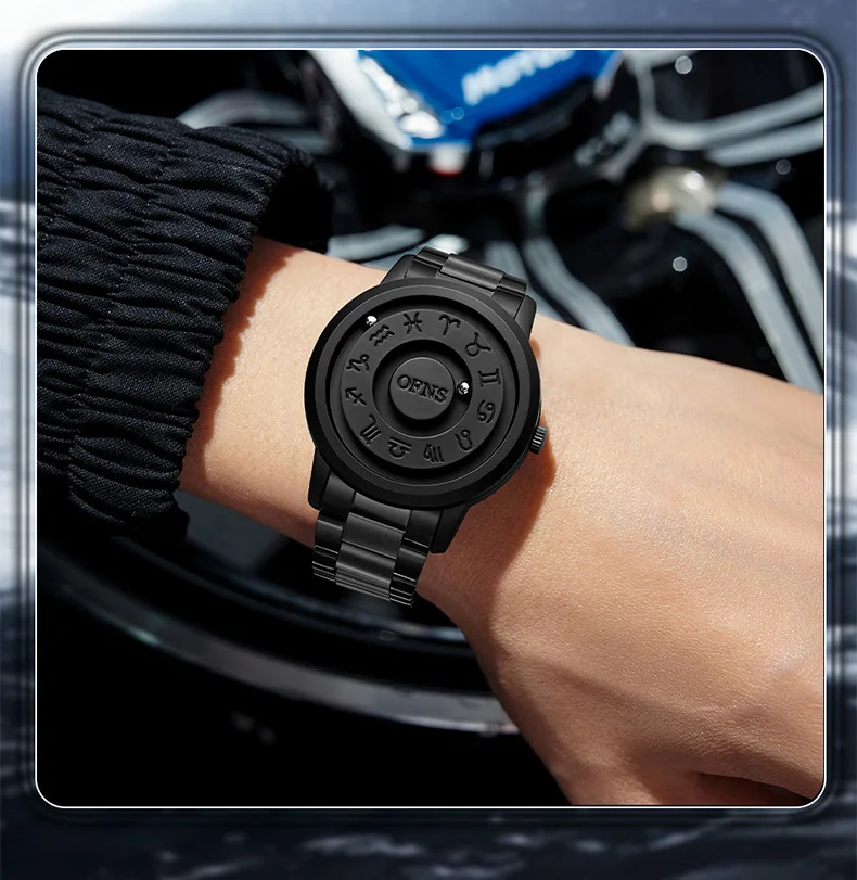 ساعة OFNS كوارتز مغناطيسية بدون مرآة، إبرة، مقاومة للماء، متعددة الأشرطة، ساعات عصرية ومتينة للرجال والنساء