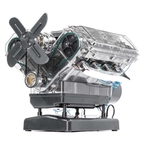 Mini V8 Engine Model Kit Internal Combustion Model V8 Motor Simulation Eight Cylinder Engine Can Be Activated DIY Toy