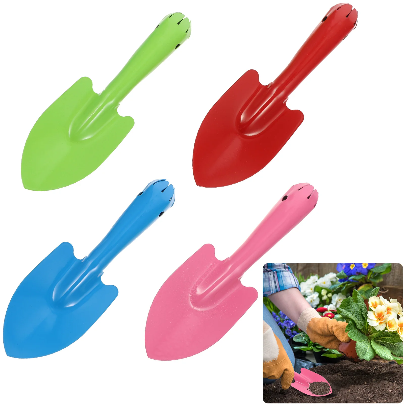 

4pcs Garden Shovels Small Iron Trowels Ergonomic Handles for Digging Planting Tools Lightweight Gardening Equipment Soil