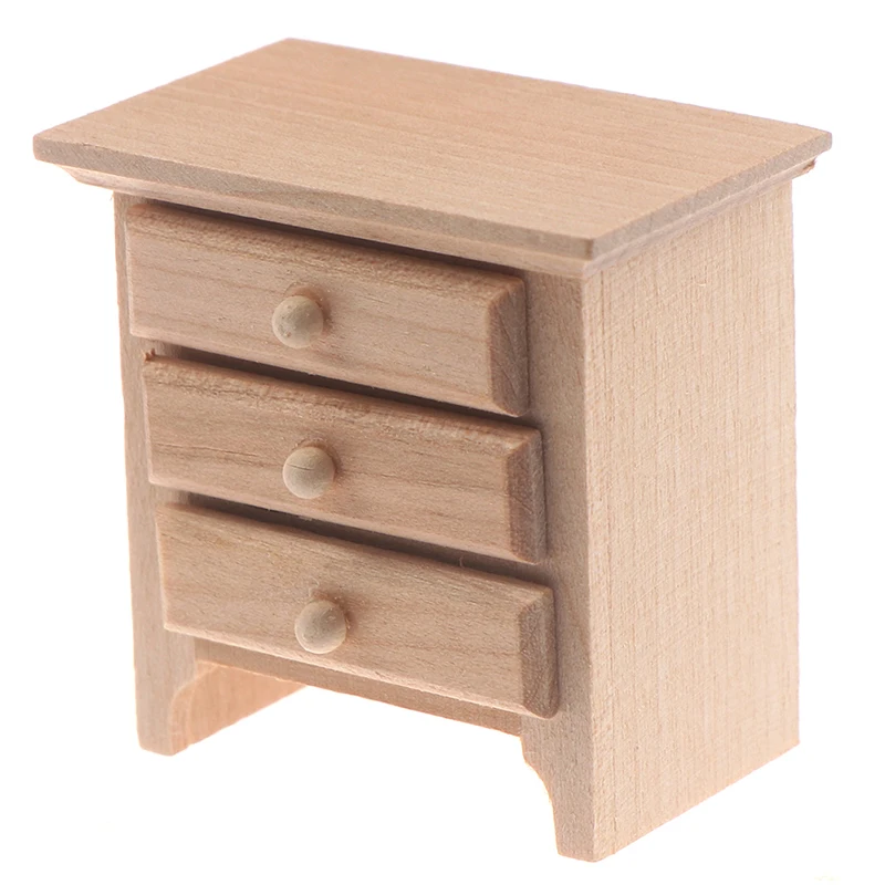 Hot Sale 1/12 Dollhouse Miniature Wood Bedside Cabinet Model Furniture Accessories
