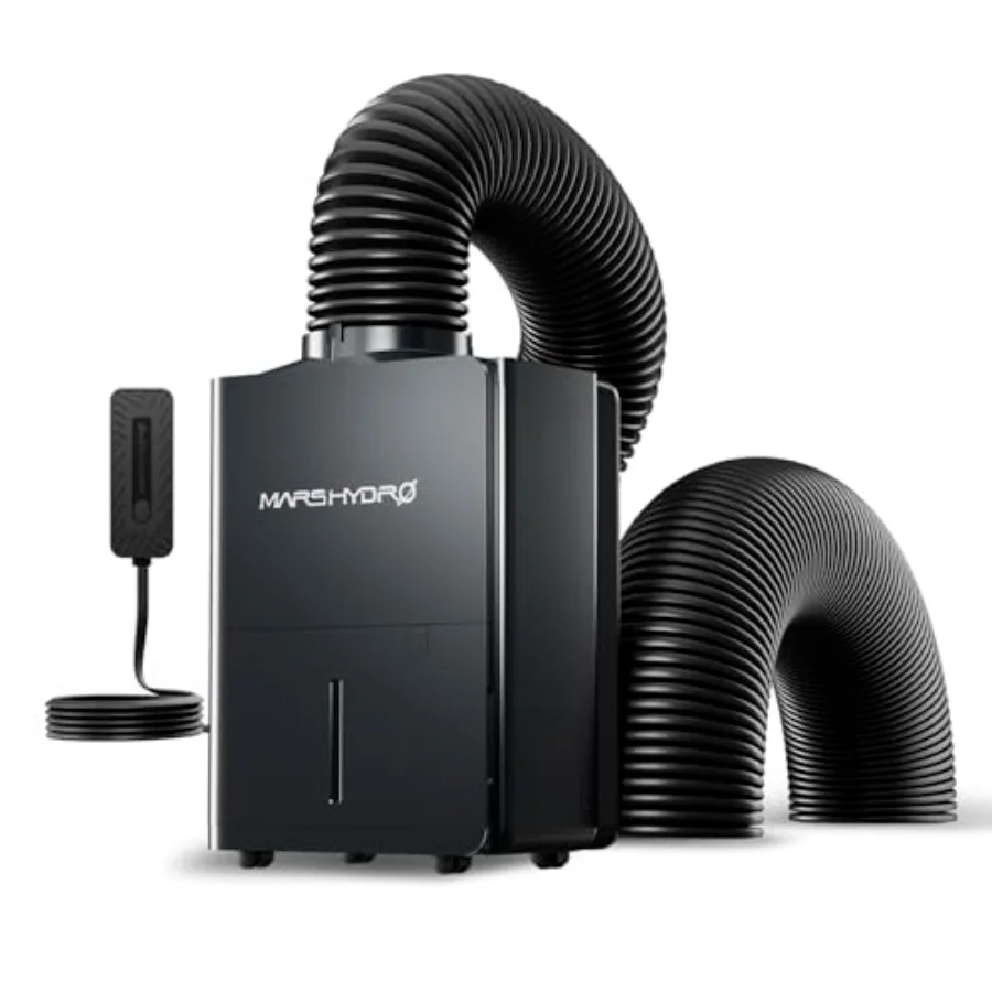 

Мощный компрессорный осушитель воздуха 18 л/день с цифровым дисплеем для гроутентов и дома, с моющимся фильтром, дренажным шлангом и воздуховодом, белый