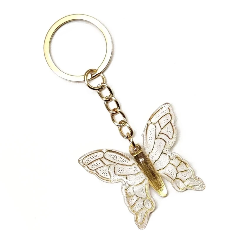 S1Y1 Fashionable Butterfly Keyring Colorful Acrylic Keychain Charm Accessory