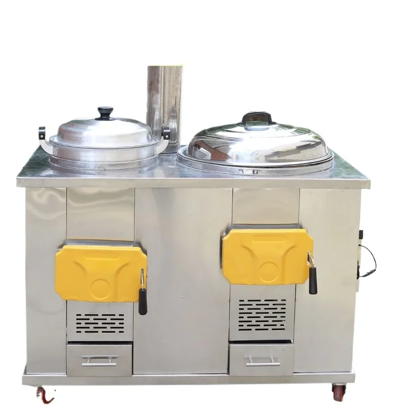 Rural smokeless firewood stove soup pot iron pot wood burning large pot stove gasification extra thick 304 stainless steel