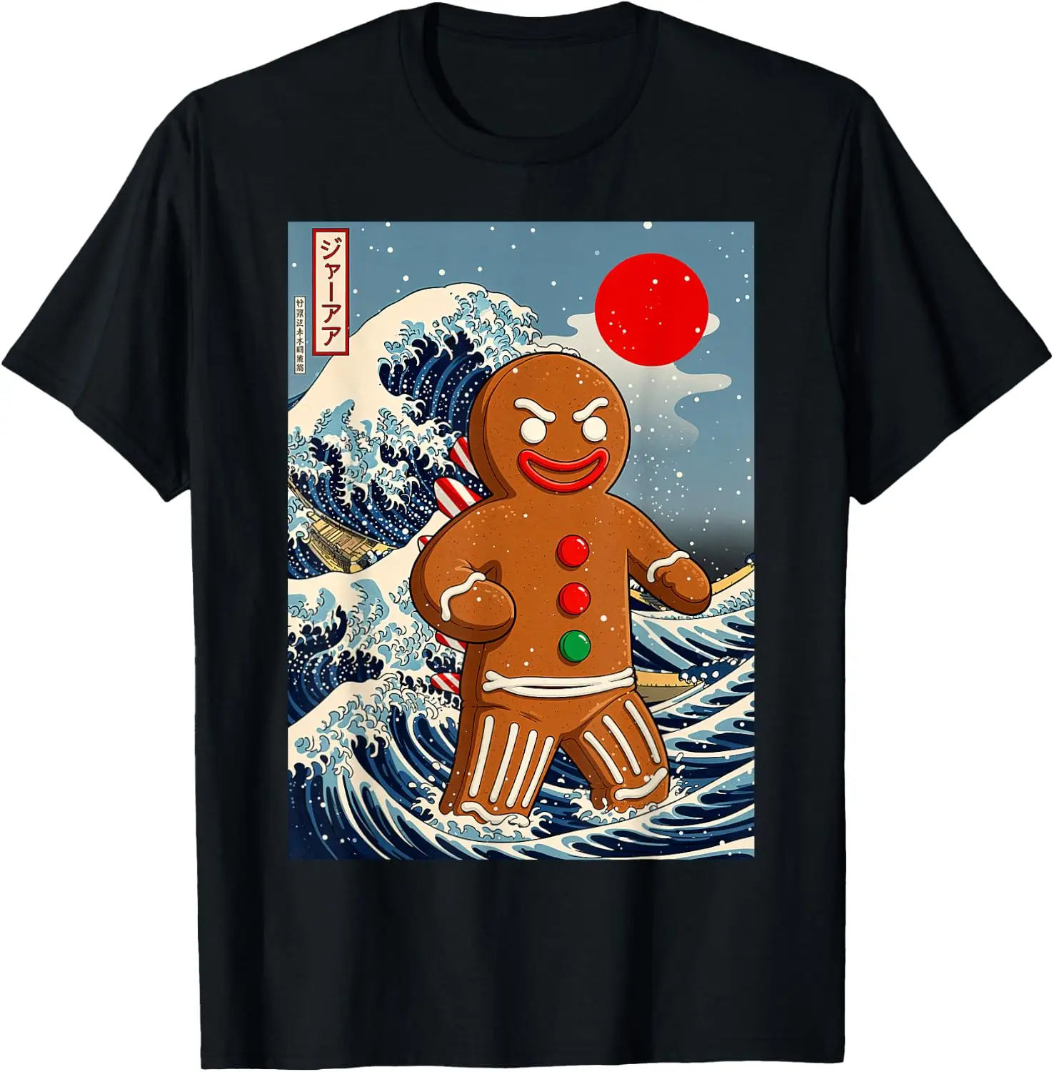 Gingerbread Man Funny Christmas Japanese Gamer Xmas Men Boys T-Shirt Breathable, heavyweight pure cotton short-sleeve top—stylish, plus-size, and suitable for year-round wear with a sporty, casual vibe