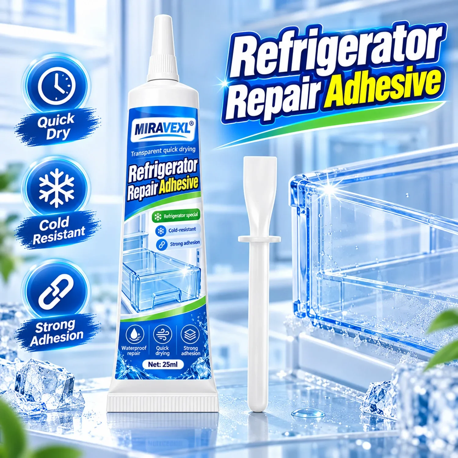 25ml Refrigerator Repair Glue Fast Dry Adhesive for Fridge Drawer Door Seal Plastic Glass Parts Cold Resistant Waterproof Repair