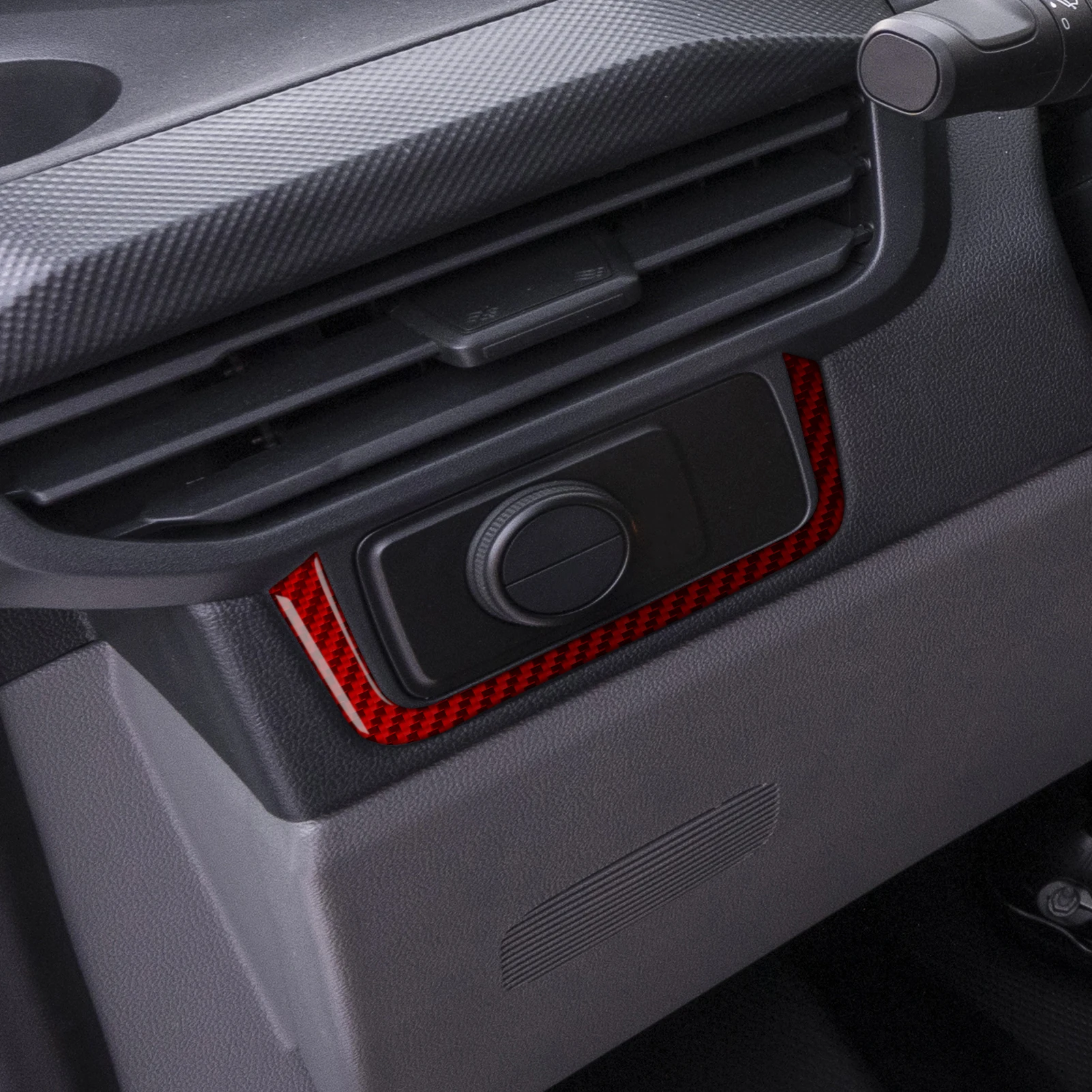 For Ford Transit Custom V700 2023-2026 Red Carbon Fiber Headlight Switch Control Frame Panel Cover Trim Car Accessories Sticker