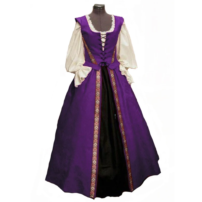 Disfraz de remaisance Retro Medieval para mujer, camisón irlandés con cordones, vestido elegante para fiesta de Carnaval y Halloween, 5XL