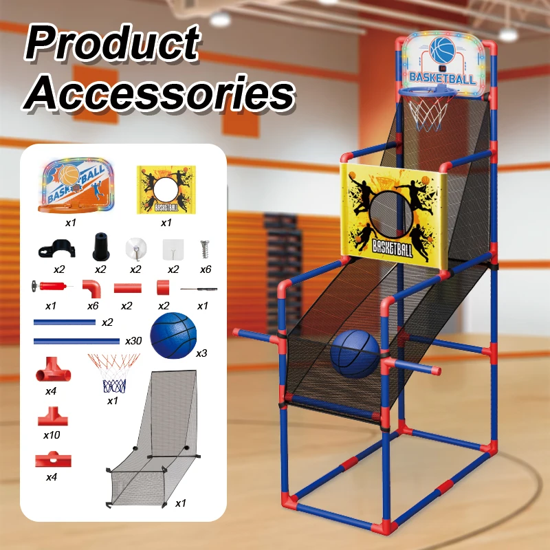 Single Shot Basketballspiel für drinnen und draußen mit 3 Bällen, leuchtende Arcade-Schießreifen, Basketballmaschinen für Kinder
