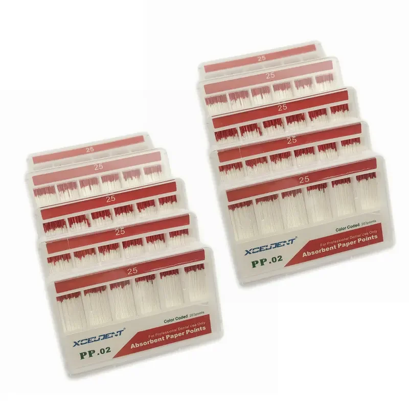 10 cajas/2000 piezas, papel absorbente, productos de dentista, 0,02 puntos de papel Dental cónico