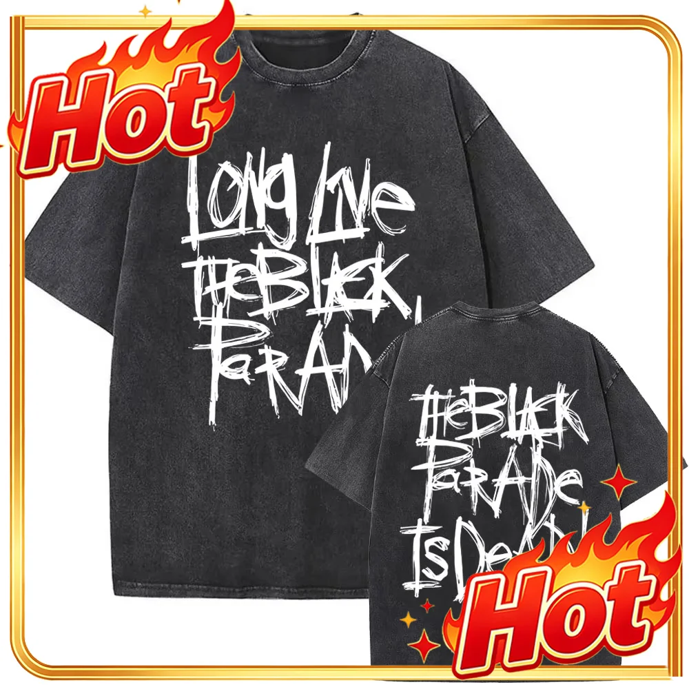Custom Limited My Chemical Romance Band Washed Vintage T-shirts Three Cheers For Sweet Revenge T-shirts Men Women Rock Punk Emo