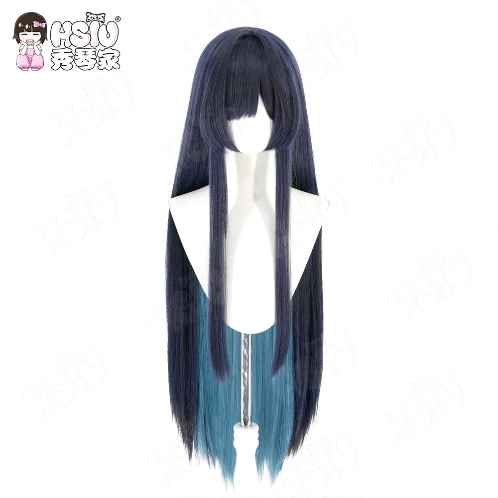 ADO Cosplay Wig HSIU 100Cm Blue-purple Mixed With Green-gray Long Hair Heat Resistant Wig+Wig Cap view 3