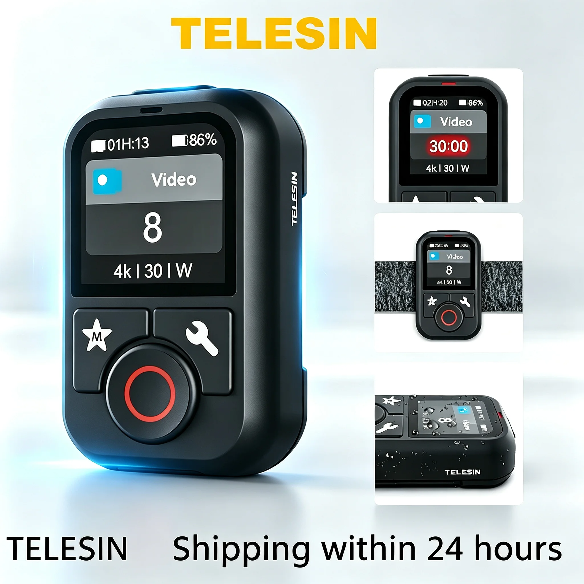TELESIN T13 Bluetooth Remote Control Waterproof 1.4 Inch HD Screen 60M Wireless Controller For GoPro Hero13 12 11 10 9 8 Max